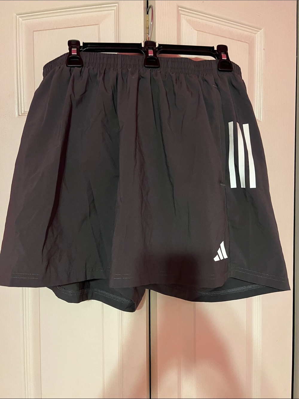 adidas Black Athletic Men’s Running Training Shorts with White Three-Stripes XL